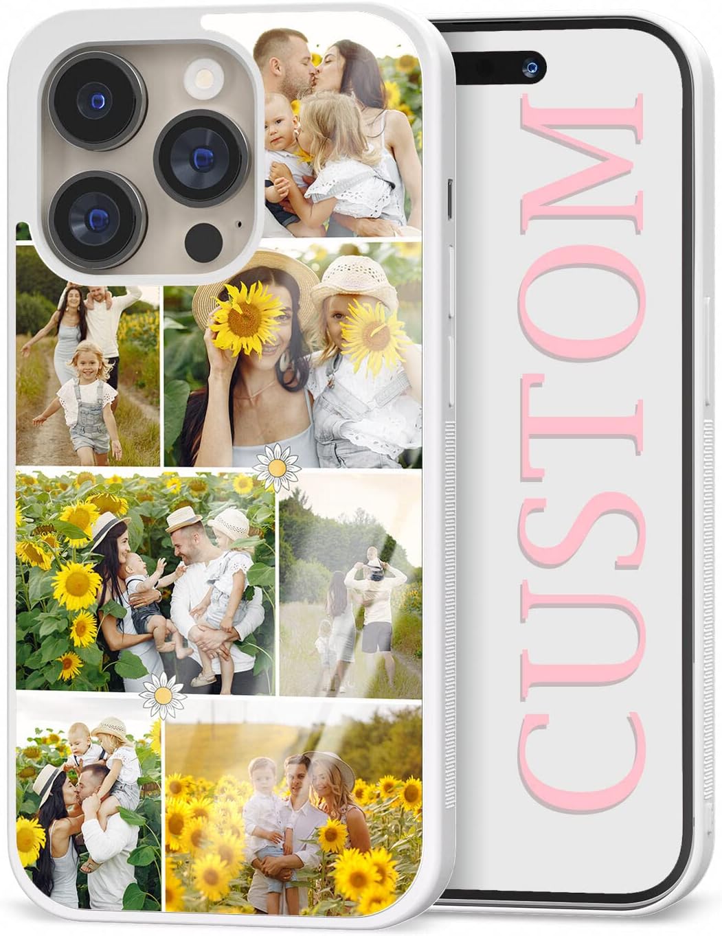 Custom Photos Phone Cases Personalized Pictures Collage Cool Case Cover iPhone 11 12 13 14 15 16 17 Pro Max Plus Mini for Samsung Galaxy S21 S22 S23 S24 S25 S26 Ultra Plus A Series (White Case 7Photo)