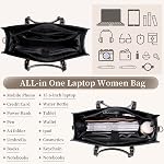 Sac portable pour femmes 15.6 inch Etanche Sac en cuir travail ordinateur portable sac pour bureau Voyage sac à main sac à épaule noir