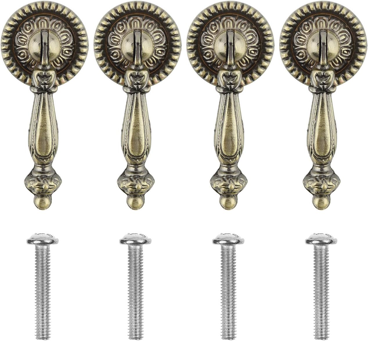 Cosmos 4 Pieces Antique Style Bronze Metal Drawer Tear Drop Cabinet Decorative Pull Handle Knob