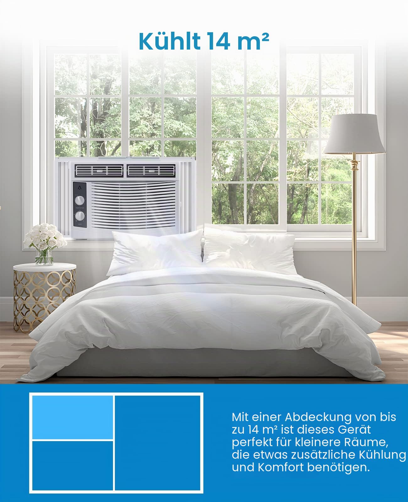 Smart 6000 BTU Fenster-Klimaanlage mit WLAN, AC-Einheit für Fenster mit Fernbedienung und App, Timer-Funktion und einfache Installation Kit für Räume bis 350