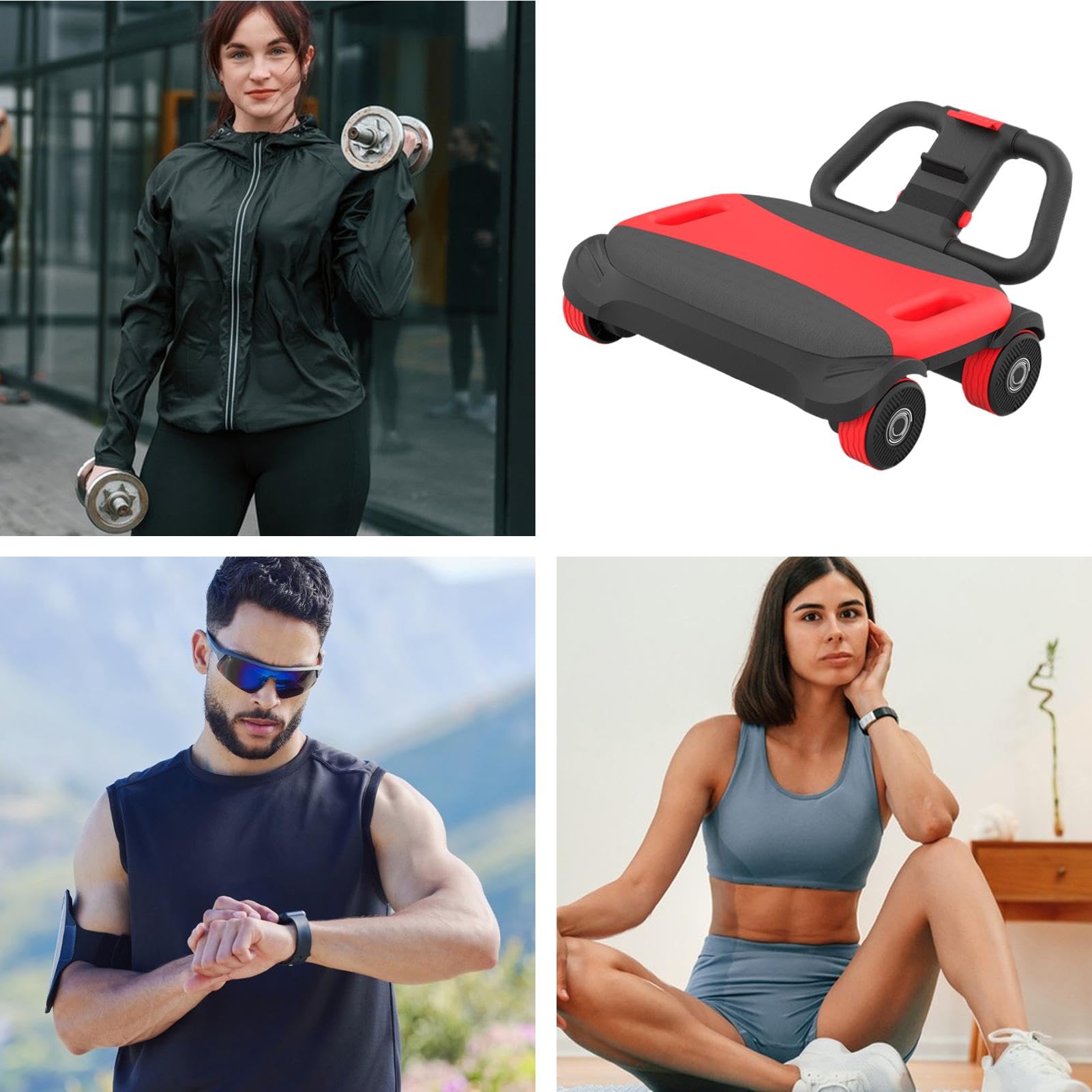 Abs Exercise Roller, Automatyczne koło treningowe z rdzeniem, Abs Workout Equipment, Fitness Gear With Elbow Supports for Home, Traveling, Gym Workouts
