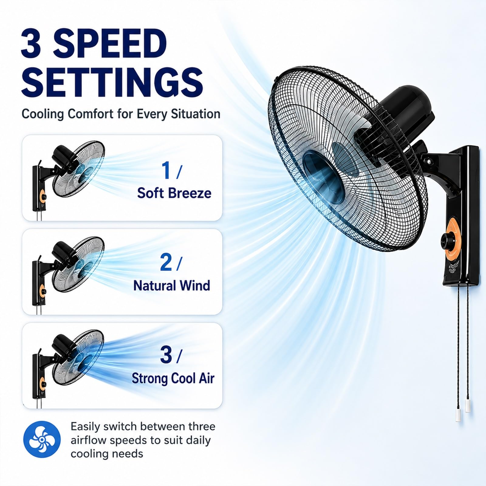Ventilatore da Parete Solare con Pannello Solare e CA | Ventilatore a muro silenzioso oscillazione 120° doppia ricarica CA/solare per camping