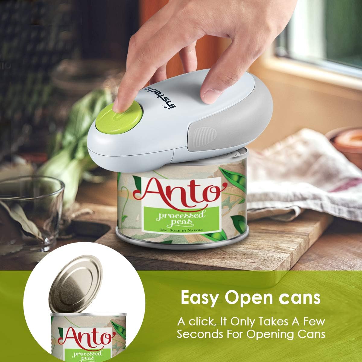 Electric Can Opener, Automatic Restaurant Can Openers for Seniors with Arthritis, Smooth Edge Electric Can Openers (WHITE)