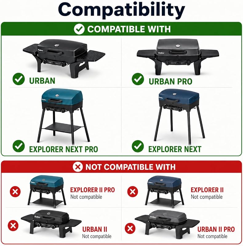 Grilaj de gătit din fontă Denmay 32x48 cm pentru grătar pe gaz Enders Urban, Urban Pro, Explorer, Explorer Pro, 2 bucăți, nu este compatibil cu modelele Urban II sau Explorer II