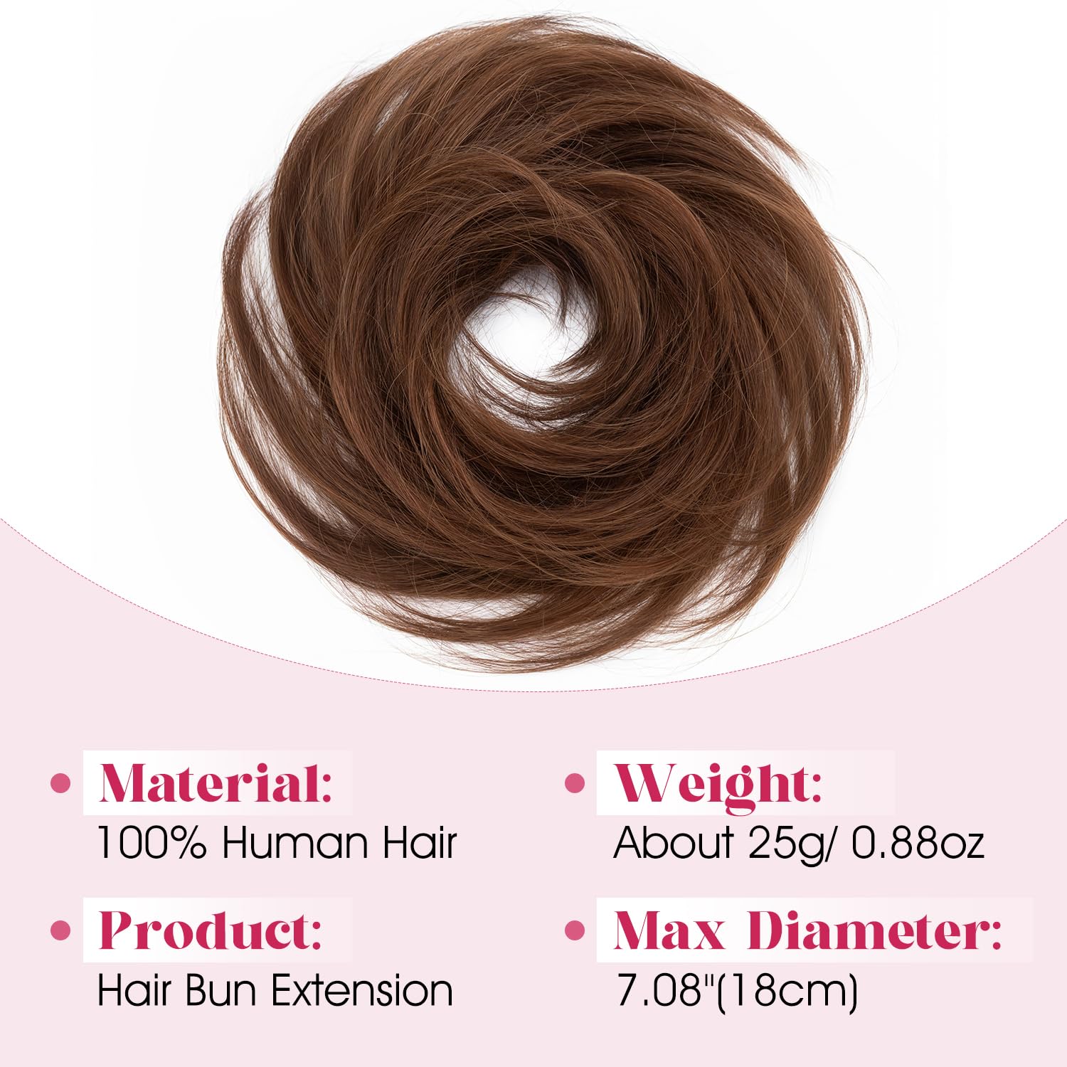 Human Hair Messy Bun Hair Piece 100% Real Straight Hair Bun Scrunchies for Women Chignon Updo Brown Hair Bun Extensions Elegant Donot Thick Bun Hairpiece,25g (Medium Brown)