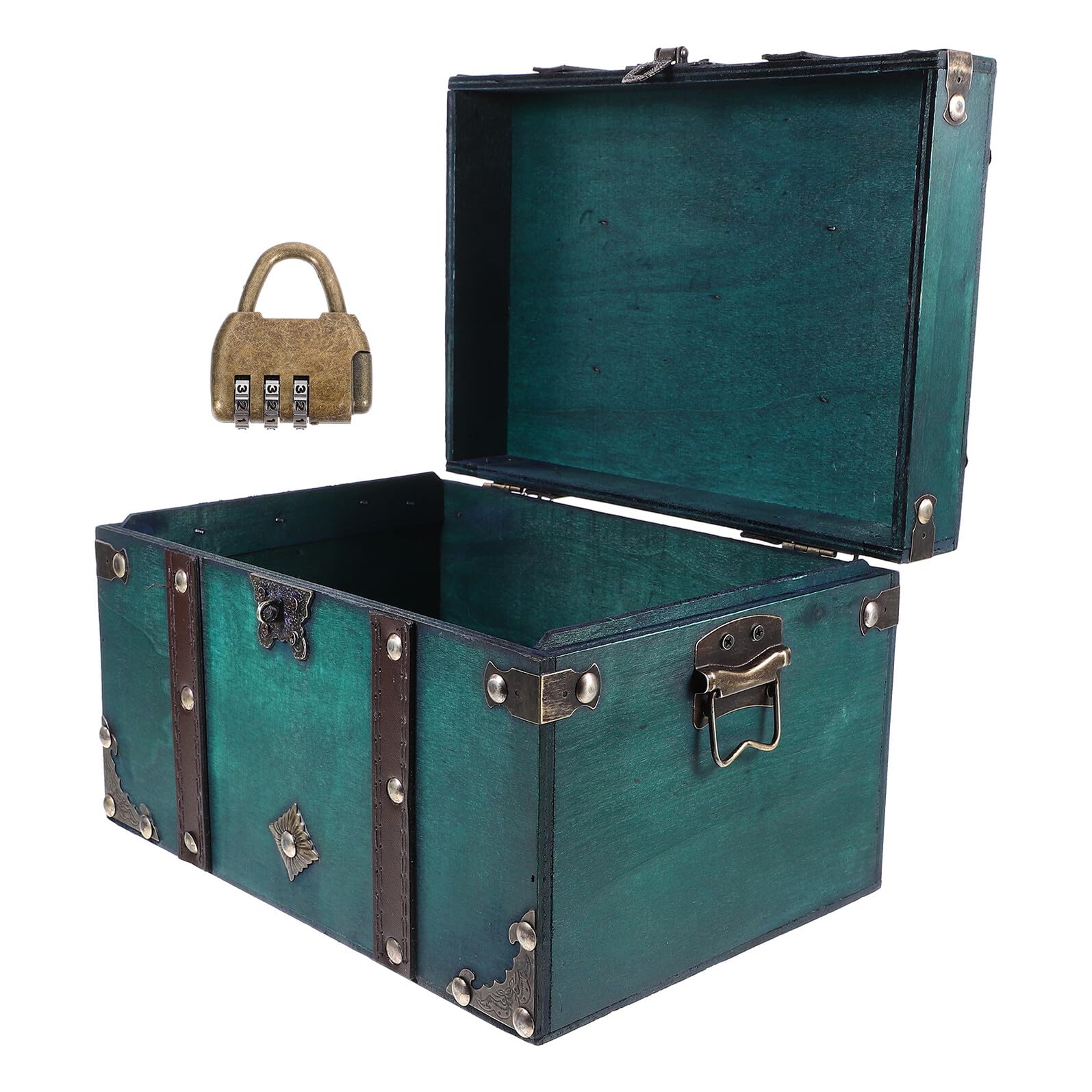 Healeved Vintage Schmuckkästchen mit Schloss zur Eleganten Aufbewahrung Kleiner Gegenstände und Fotorequisite im Europäischen Stil mit Großem Fassungsvermögen