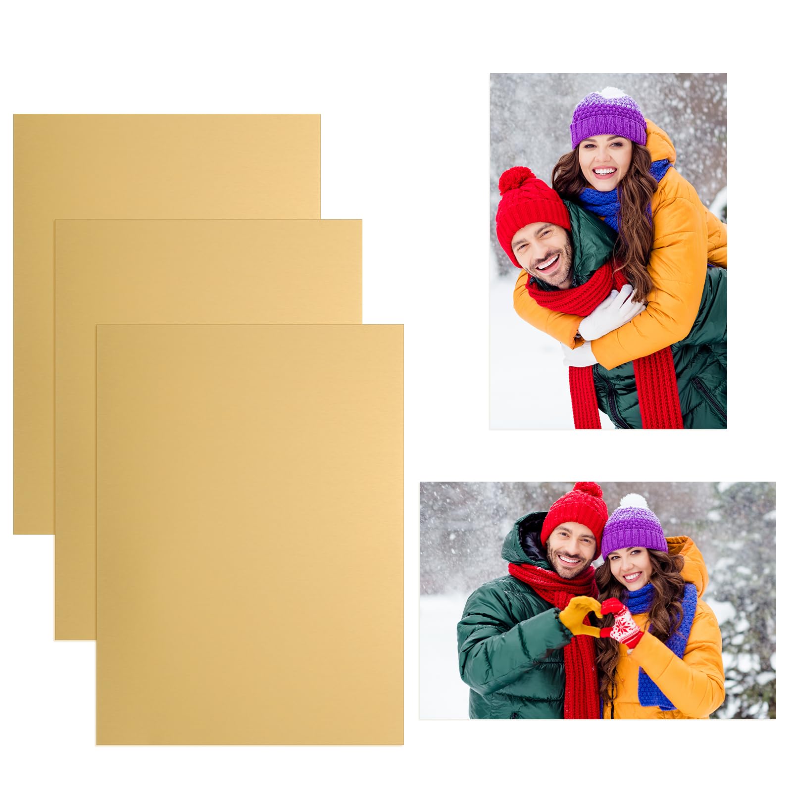 PATIKIL 3Pcs 6x8 Sublimation Blanks, Aluminum Sublimation Metal Photo Sign Prints Home Decor for DIY Souvenir Wall Frame Living Room Bedroom Decoration Design Work, Dark Gold