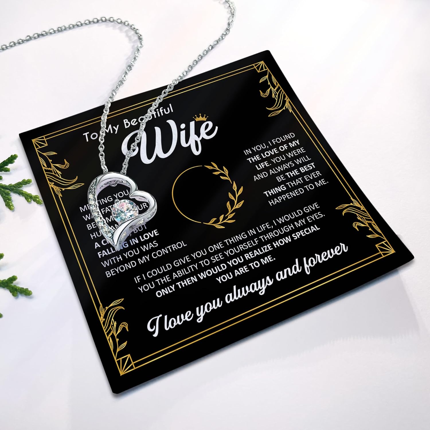 Valentine Gifts for Wife, To My Beautiful Wife Necklace from Husband, Soulmate Necklace for Women, Wifey Birthday Gift Ideas from Husband, Anniversary Jewelry Present, Romantic Jewelry for Best Wifey - Image 7