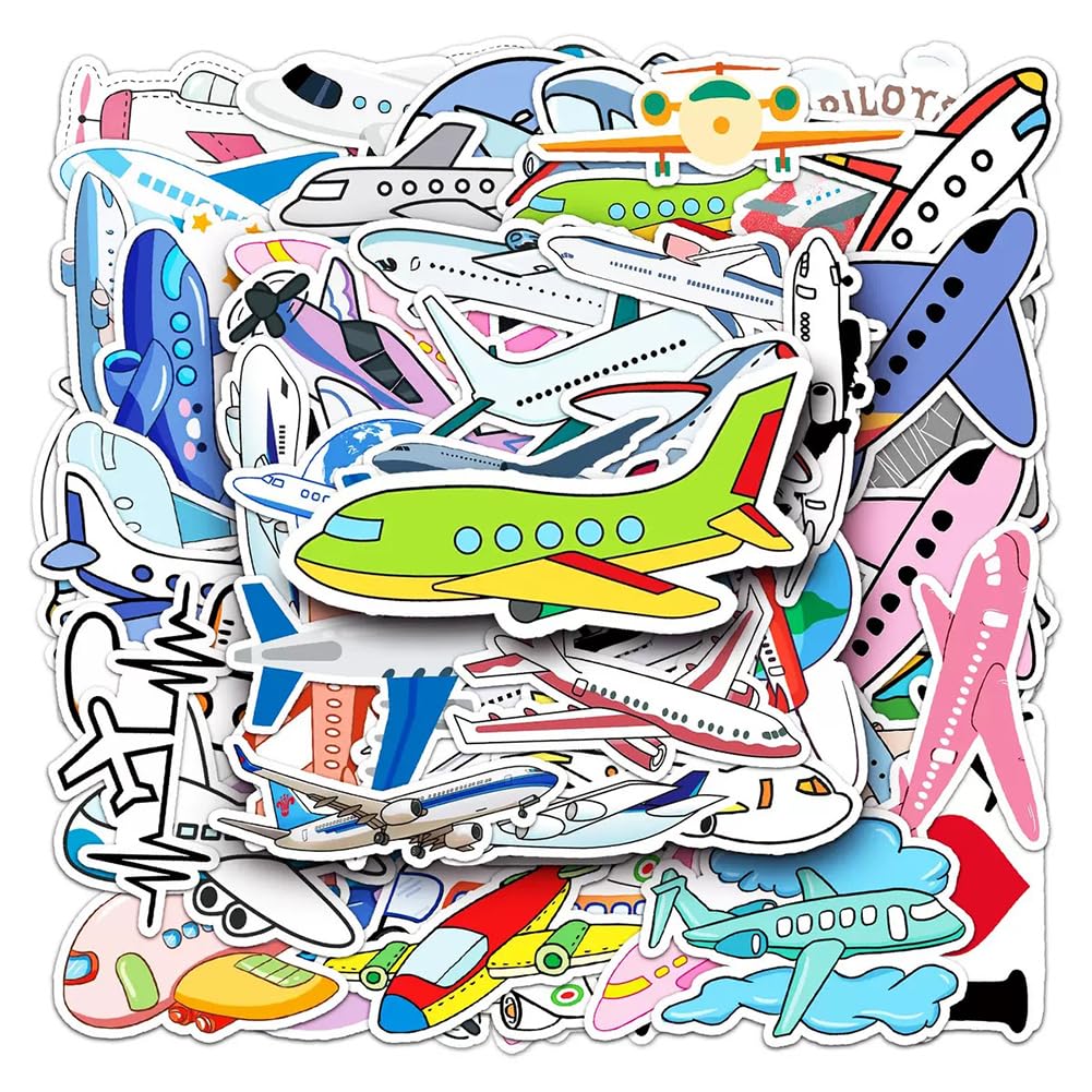Plane Stickers |50Pcs Airplane Theme Waterproof Vinyl Decals