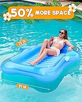 Vista 6 de Inflatable Tanning Pool Lounger Float, Pool Floats Adult with Automatic Spray Cooling, 5 in 1 Suntan Tub Raft Floatie, Sunbathing Bed Lounge for