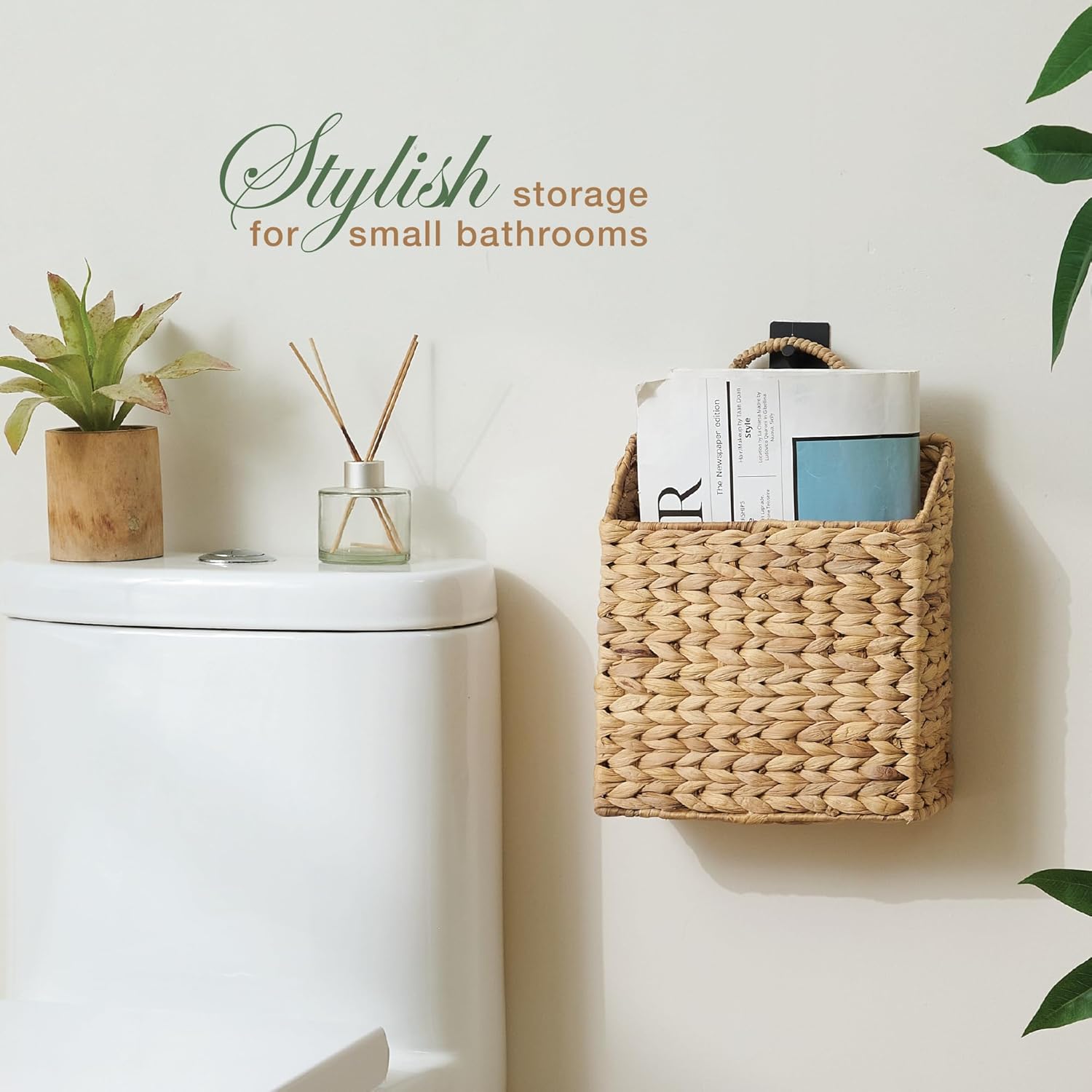 Set of 2 Wicker Hanging Basket for Organizing, Front Door, Mail, Flowers - Woven Wall Baskets for Storage