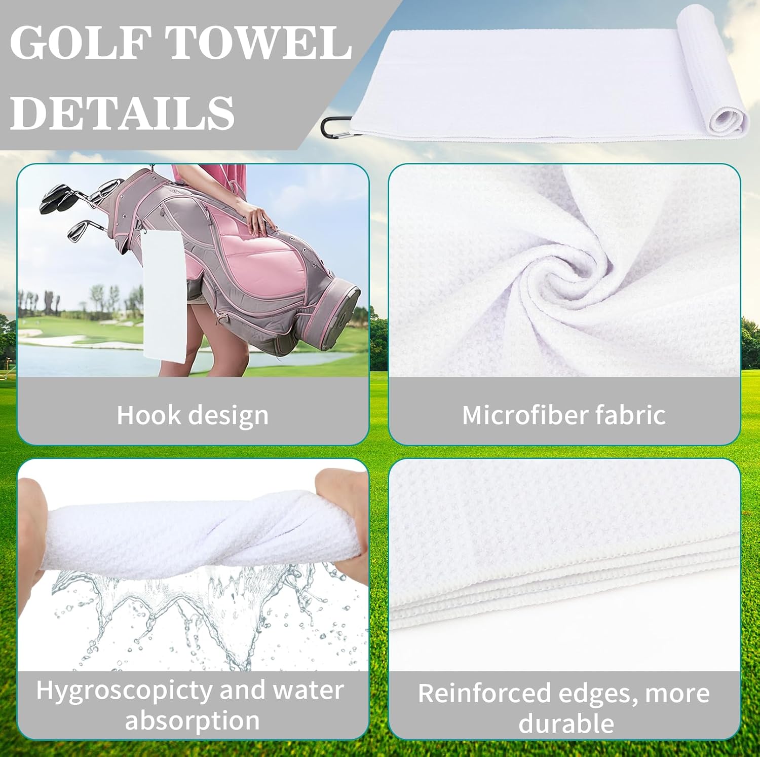 LACGO 17 Pcs Golf Accessories Kit, Include Golf Ball Bag with Hook Towel Tees Magnetic Ball Marker Divot Tool Cleaner Brush for Women Men Gifts - Image 7