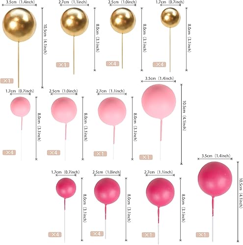 Miniatura 99 de Rsstarxi 30 piezas de bolas de burbujas para decoración de tartas, bolas de espuma, mini globo para cupcakes, decoración de bricolaje para baby Oro