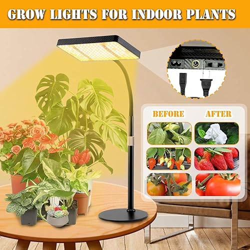 Miniatura 5 de GroCruiser Luz de cultivo de mesa de 200 W, luces de crecimiento de escritorio para plantas de interior, lámpara de cultivo de plantas de espectro