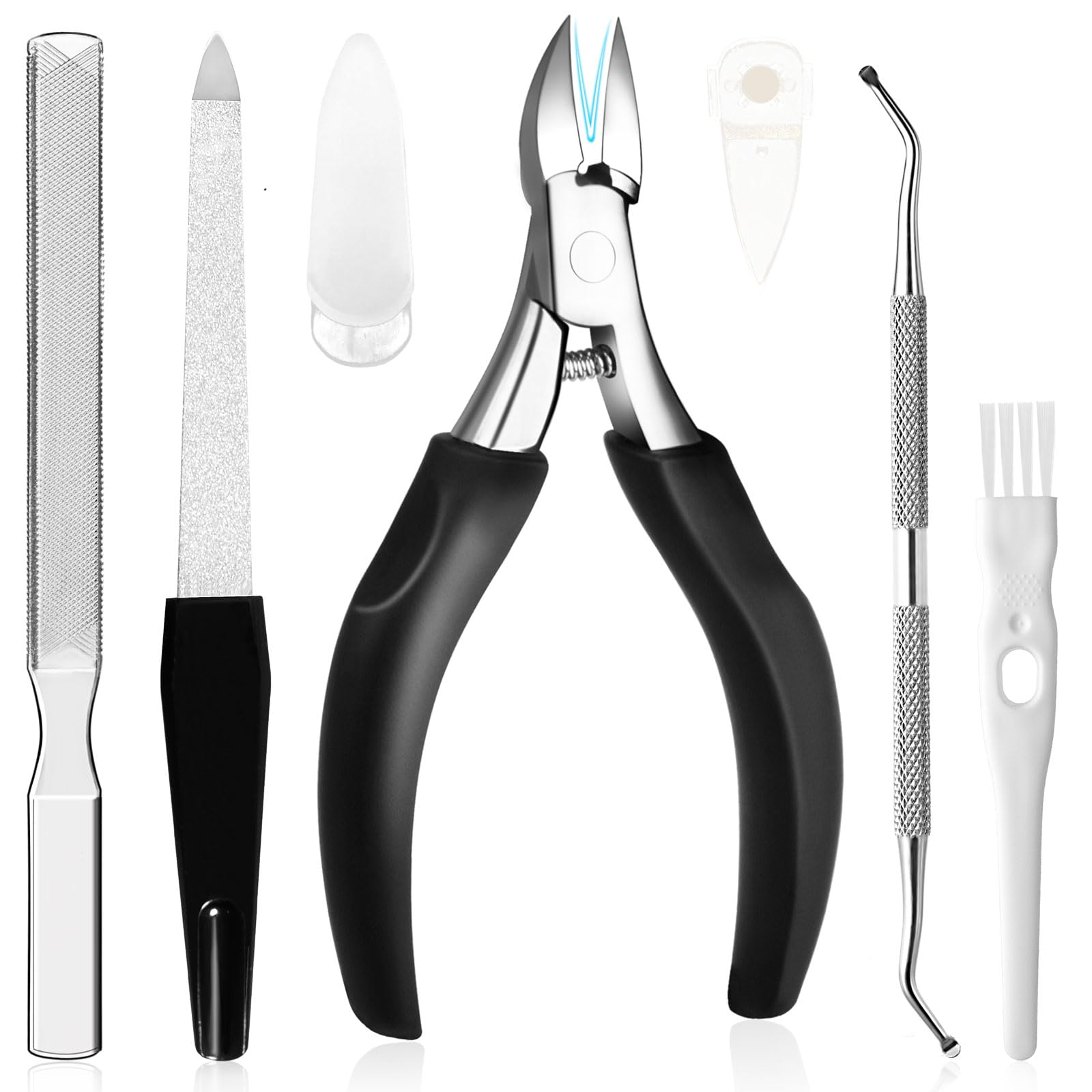 Pingispower Nagelknipser für Dicke und Tief Eingewachsene Fußnägel Pediküre sets, 6 Stücke Profi Edelstahl Nagelschere & Nagelzangen für Älter Starke Nägel, Soft Langem Griff & Storage Box