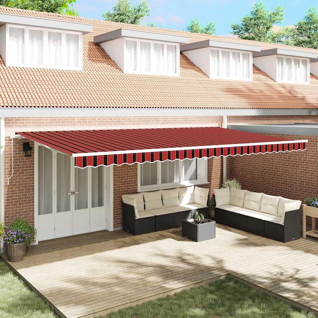 Ausziehbares Sonnensegel & Markise Orange und Braun Stoff Sonnenschutz mit Markise Balkon für Terrasse, Garten, Balkon (600 x 300 cm)