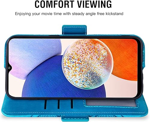 Miniatura 10 de Asuwish Funda de teléfono para Samsung Galaxy A14 5G con protector de pantalla de vidrio templado y soporte de tarjeta de crédito con tapa de cuero,