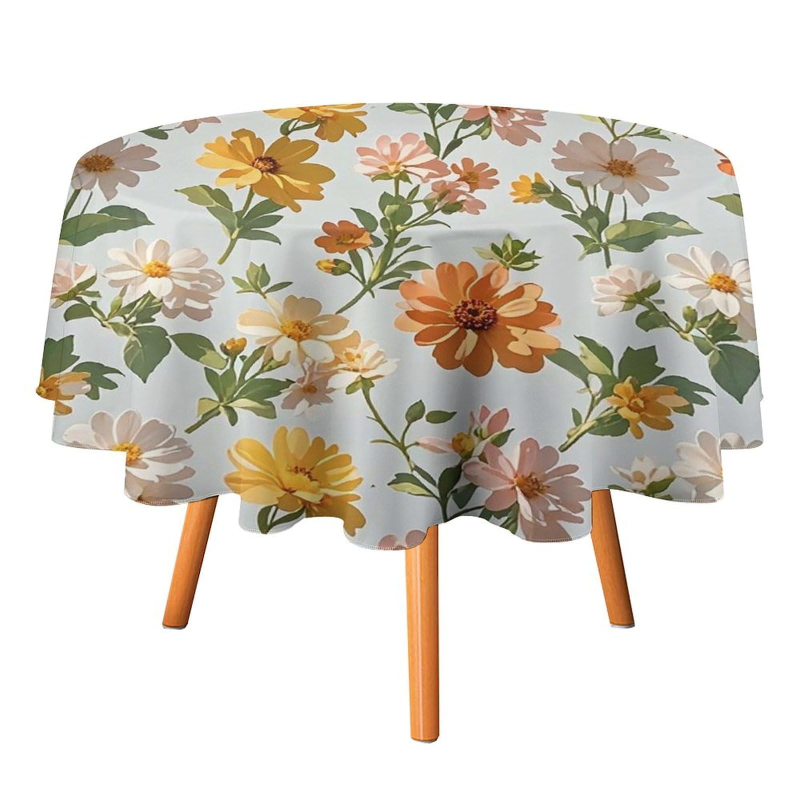 SMAZDFXX Flower Tablecloth for Restaurant, Round Polyester Table Cover 50x50in for Party