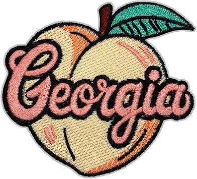 Georgia Peach Patch 2.8 inches, Cool Heritage Georgia Patch Embroidered State Patches Iron On/Sew On for Jackets