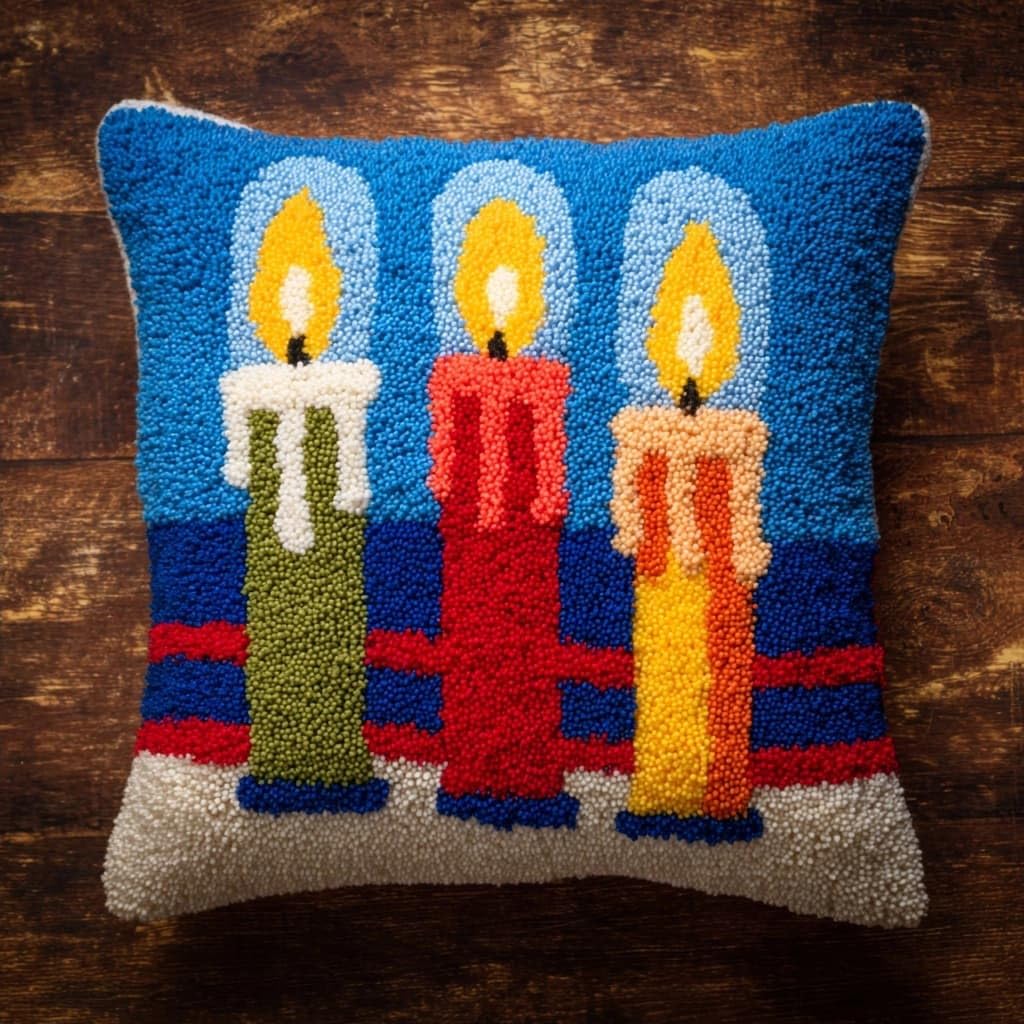Henypt DIY Pillow Cover Latch Hook Cushion Kits, Candle