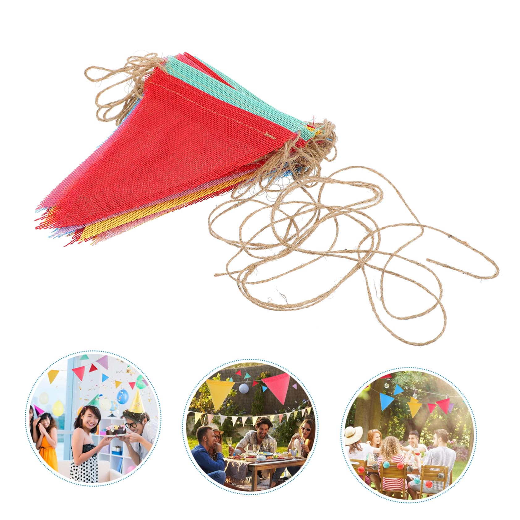 VICASKY 8 Packungen Bunte Girlande aus Stoff Teiliges Wimpelkette mit Dreieckigen Flaggen als Party Deko Hochzeitsdeko für Indoor und Outdoor Festlichkeiten