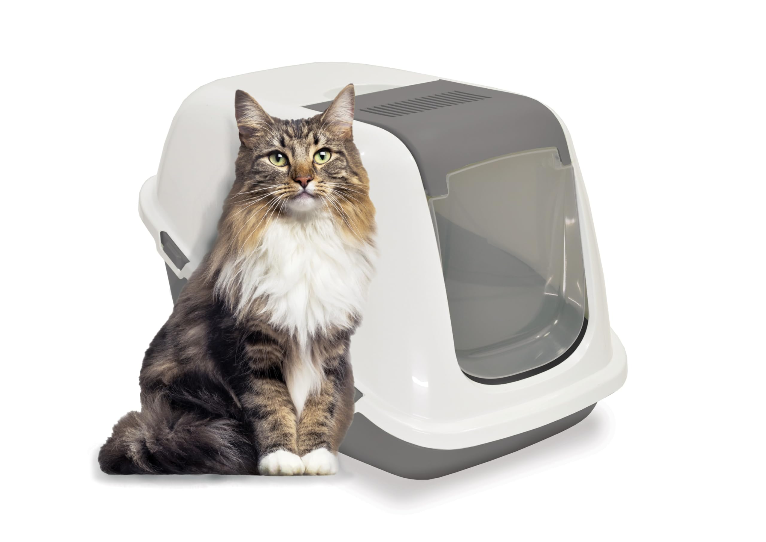 Ella Comfort Katzenklo mit Deckel. Plastik-Katzentoilette mit Luftfilter. Keine Ausbreitung von Geruch und Katzenstreu. Einfache Reinigung. 57 x 39 x 41 cm. Grün