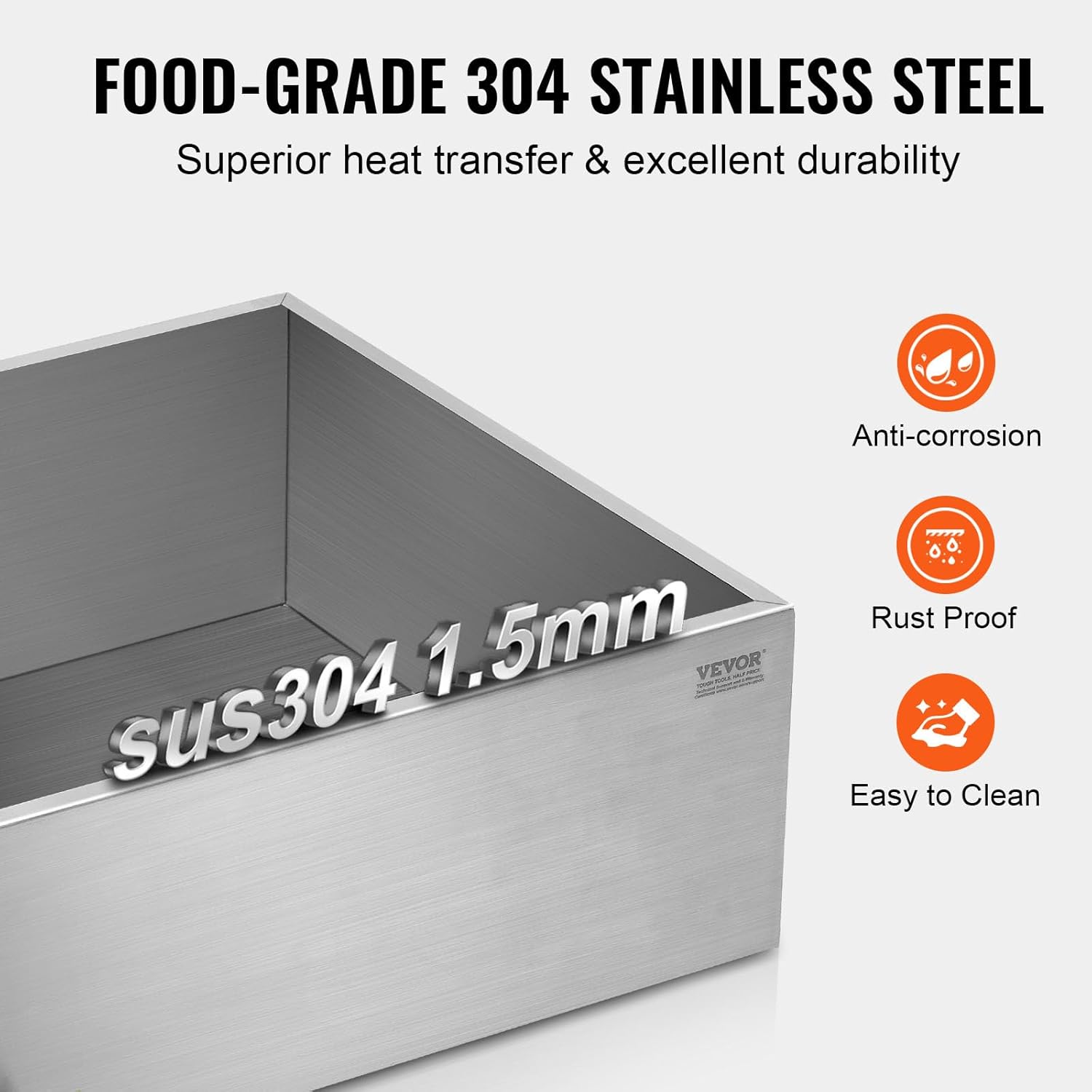 VEVOR Maple Syrup Evaporator Pan, 24.9 Gal, 24 x 24 x 10 Inch Maple Syrup, 304 Stainless Steel Maple Syrup Pan, Evaporator Pan with 1 Valve and 3 Heating Methods, for Home, Outdoor
