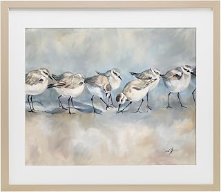 Shore Birds Beach Calm Coastal, 17 x 21 Inch Framed Print Under Glass