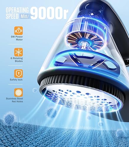 Miniatura 10 de POPCHOSE Afeitadora de tela removedor de pelusa recargable con 6 cuchillas y cepillo electrostático elimina eficazmente y rápidamente la pelusa para