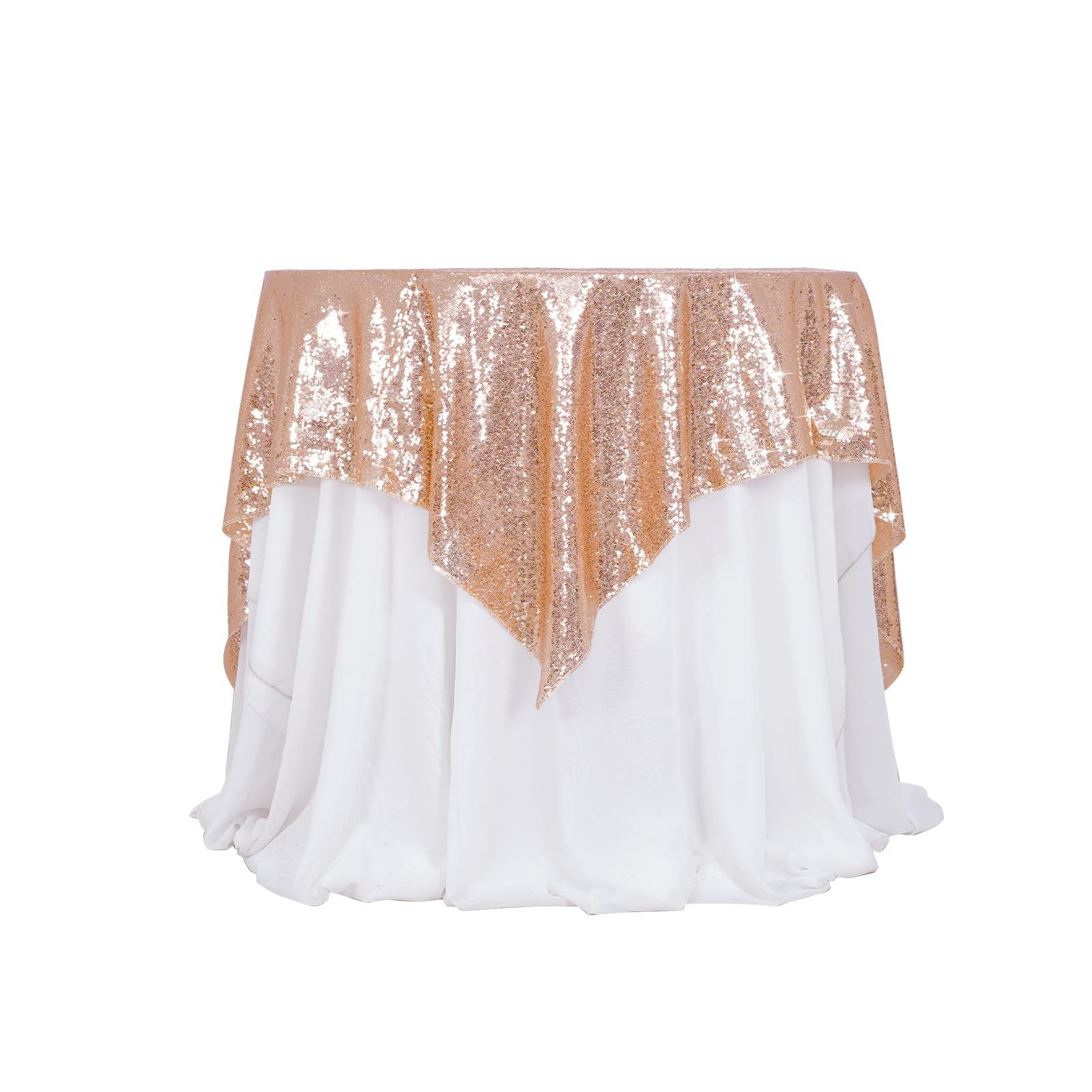 3E Home 127X127cm Rose Gold Sequin Tablecloth,Square Sequin Table Cover for Wedding Party Halloween Christmas Banquet (50x50 inches)