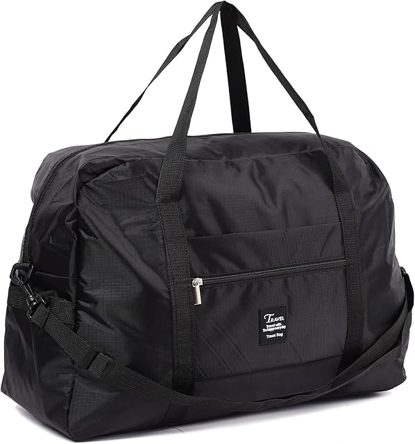 Foldable Travel Duffel Bag, TRIPON Carry on Luggage Cabin Bag Underseat 45x36x20 New Easyjet Weekender Overnight Bag , Waterproof Travel Bag Lightweight Holdall Maternity Hospital Bag --(35L ,Black)