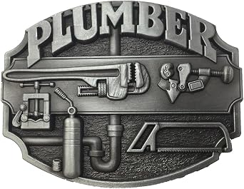 LAXPICOL American Western Cowboy Plumber Tool Belt Buckle For Men Grey Tone