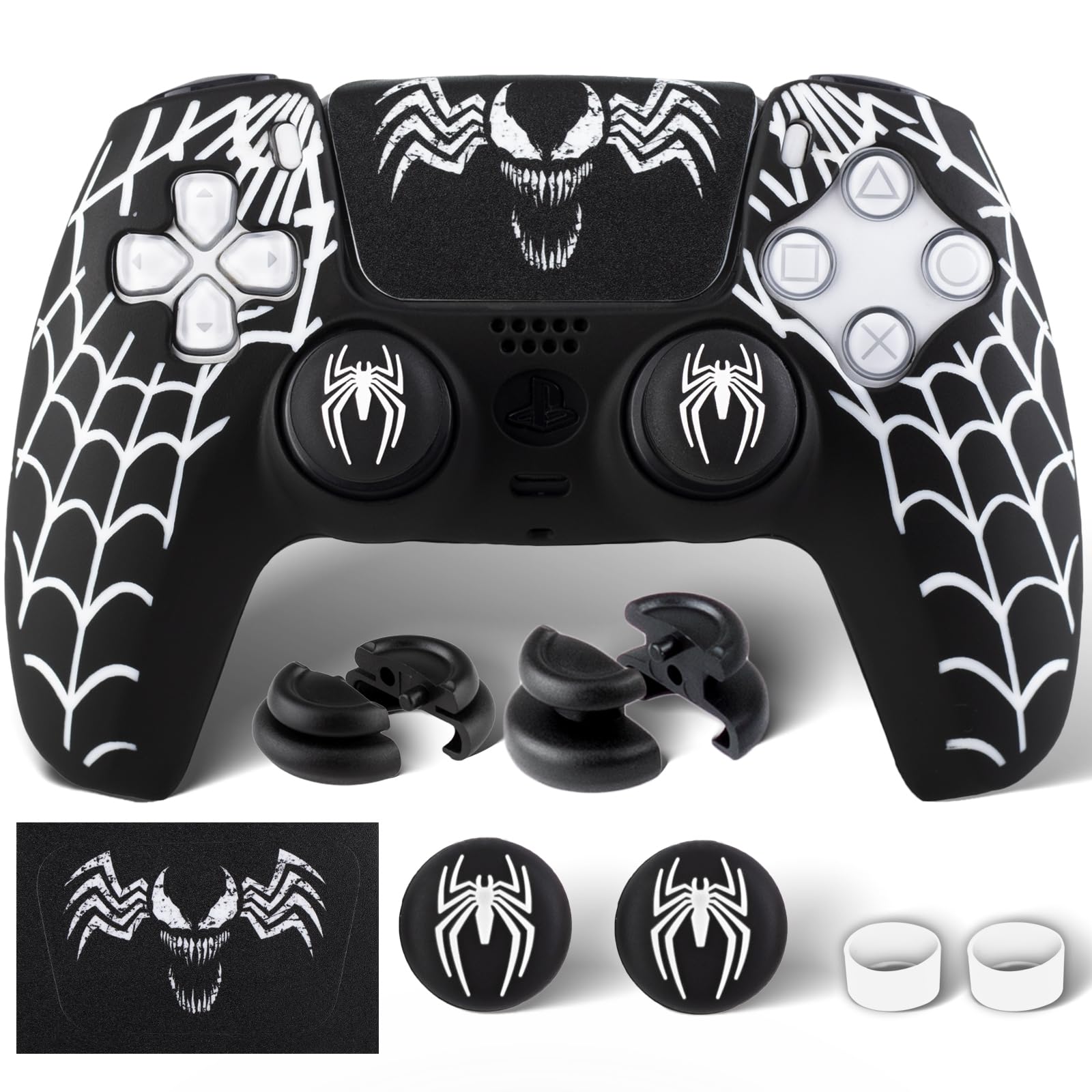1 adesivo in silicone e 2 gommini estensibili per controller PS5 Venom Web