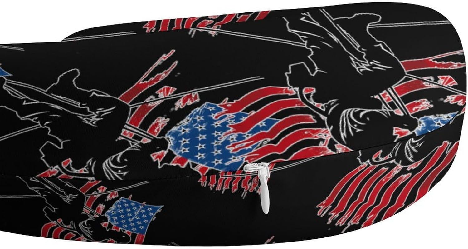 Lineman State US Flag Travel Pillow U Shape Neck Pillow Washable Pillowcase for Sleeping Chair