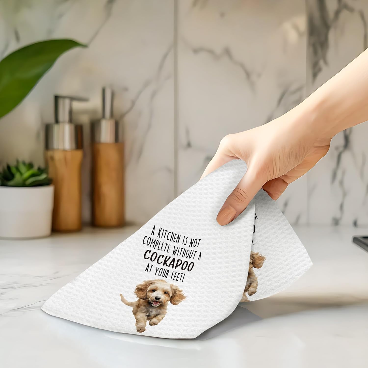 Funny Cockapoo Dog Kitchen Towels Set of 2, Cockapoo Lovers Gifts Hand Towels for Bathroom Decor, Gifts for Dog Lovers Women Men Dishcloths Dish Towel for Kitchen, 16x24 Inches - Image 5