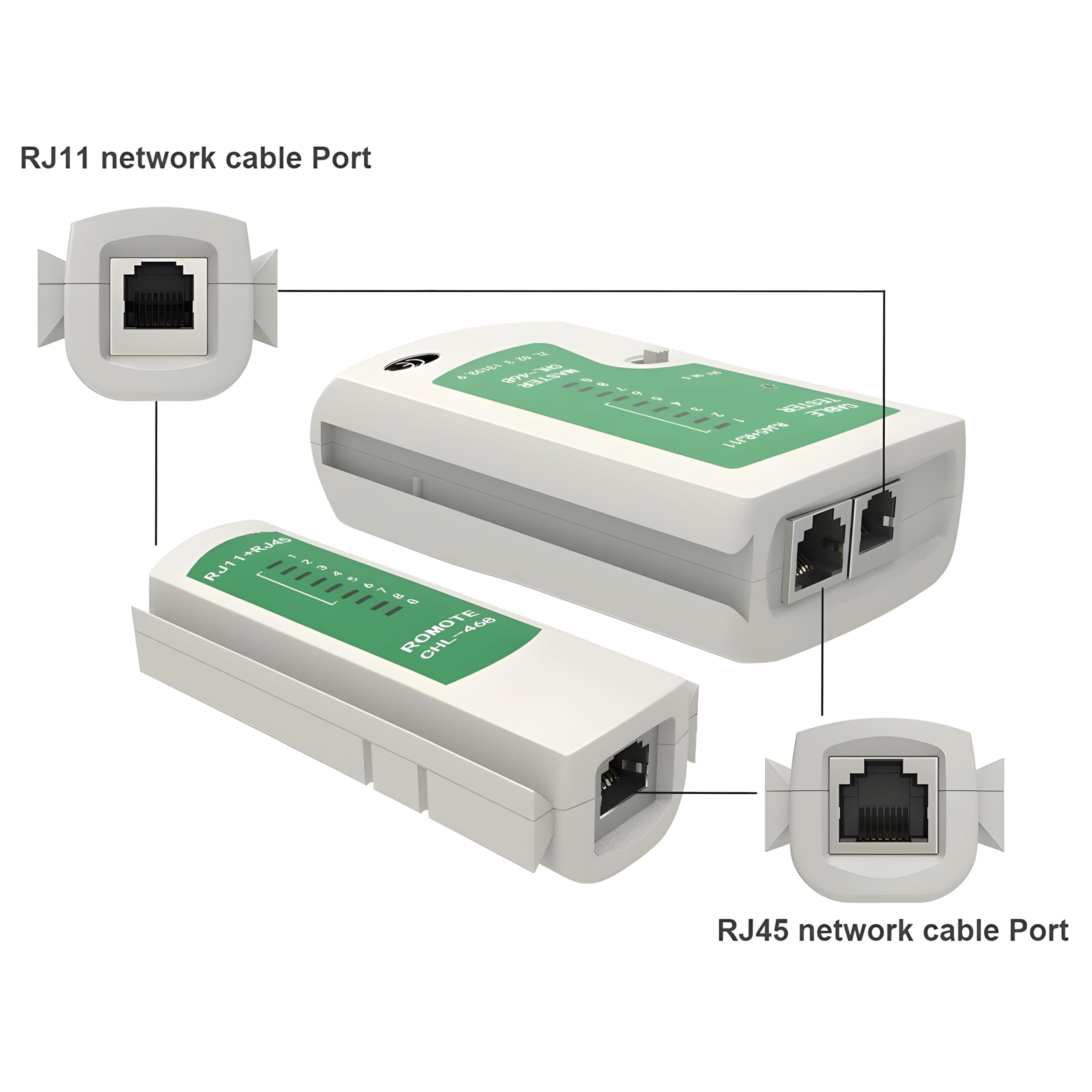 Mjkart Lan Tester, RJ45 And RJ11 Network Cable Tester With 9V Battery, LED Indicators RJ12 CAT5 CAT 6 UTP Ethernet Lan Cable Tester Test Tool For Internet Broadband Connection Test 1