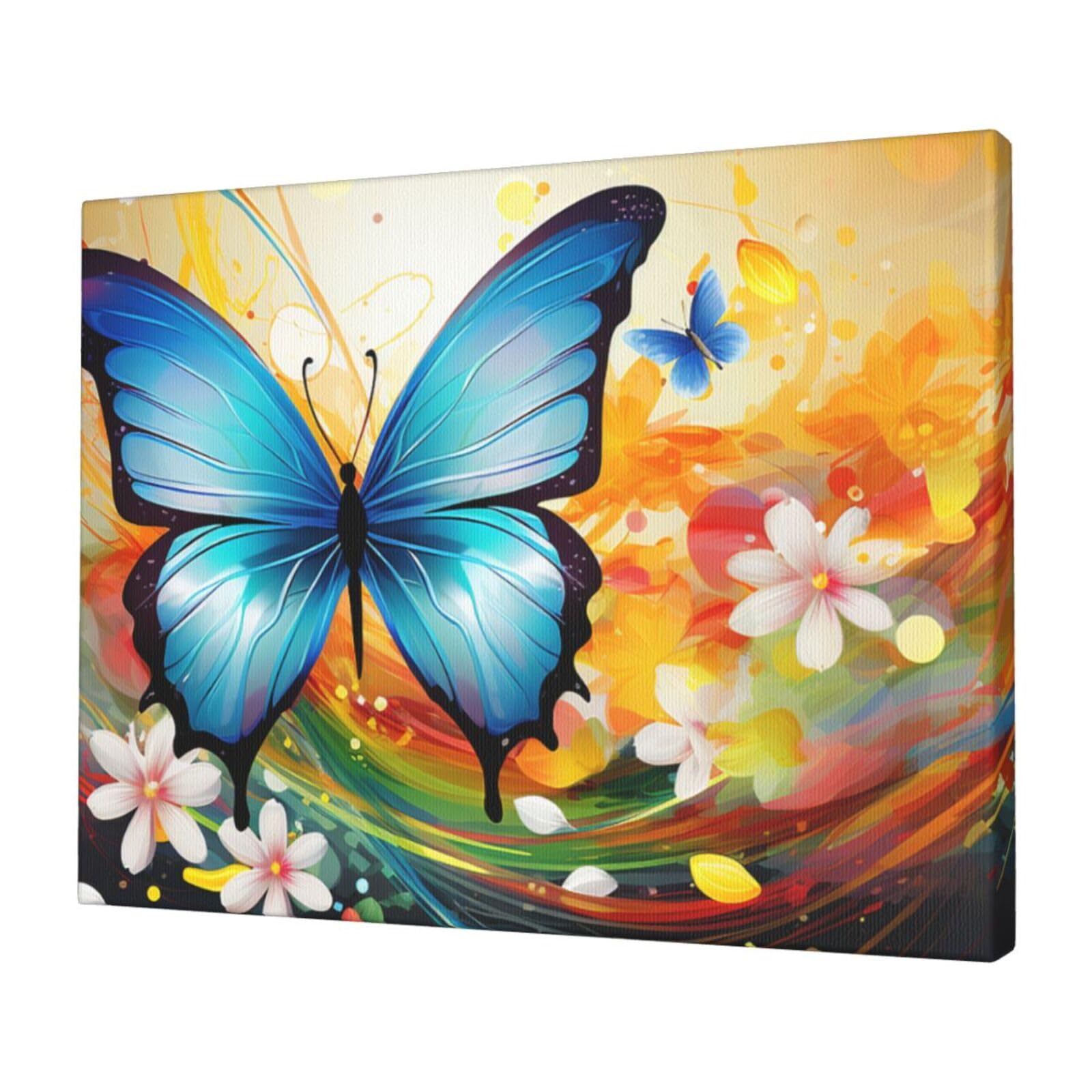 FodPand Canvas Wall Art for Living Room Wall Decor 12"x16" Modern Artwork Painting Pictures Hanging Canvas Prints Colorful with butterfly Aesthetic Wall Art for Bedroom Bathroom Office Wallart Decor