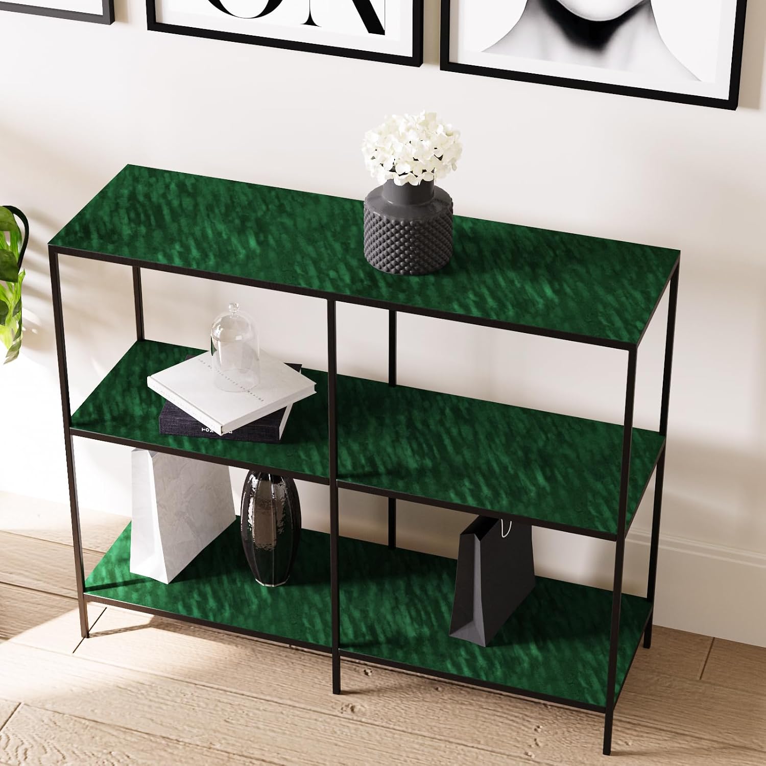 Dark Green Velvet Contact Paper, Self Adhesive Fabric Flocking Liner for Boxes DIY Arts & Crafts, Vintage Green Velvet Wallpaper, Soft Fabric Drawer Liner for Cabinet Shelf 11.8"x118"
