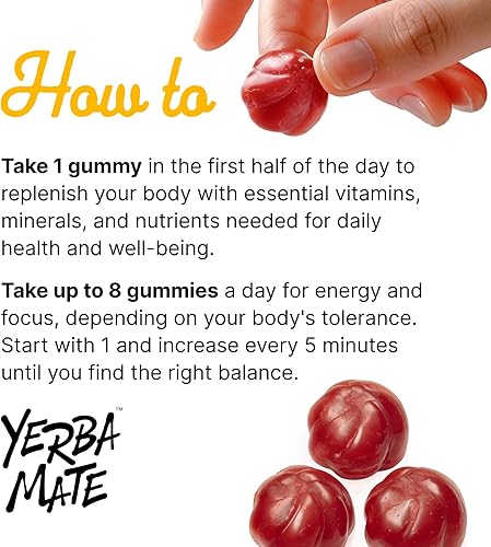 Miniatura 3 de HOLYMARY Gomitas de yerba mate - Energía, enfoque, potencia, yerba mate orgánica en una deliciosa gomita de suplemento dietético vegana, kosher, sin