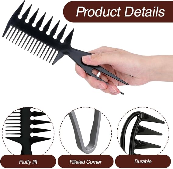 3 PCS Texture Styling Comb Kit, Nowavibe Magic Combs Volumizing Wide-Tooth Hair Styling Combs for Men Texturising Comb Barber Detanglers Tool, for Bangs Hairdressing