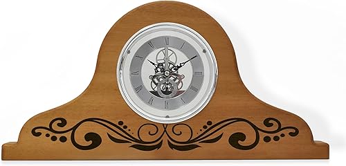Miniatura 1 de Wooden Mantel Clock - Shelf Clock - Fireplace Clock - Skeleton Clock Face - Established - Monogram - Personalized Engraving - Closing Gift