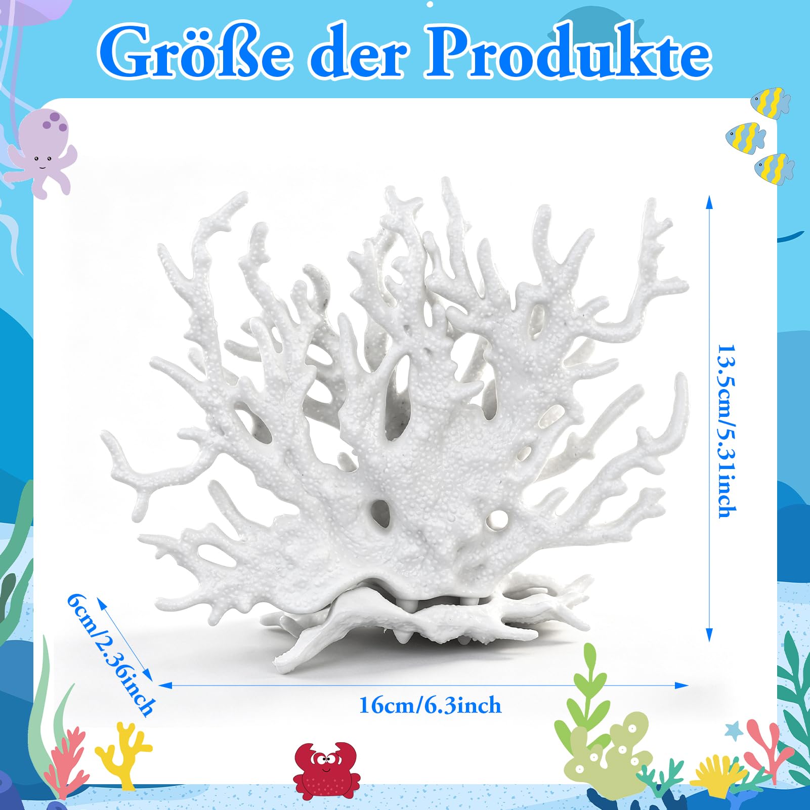 1 decorazione per acquario, corallo finto di gamberetti, acquario e pianta d'acquario, adatto per acquari di piccole e medie dimensioni (bianco)