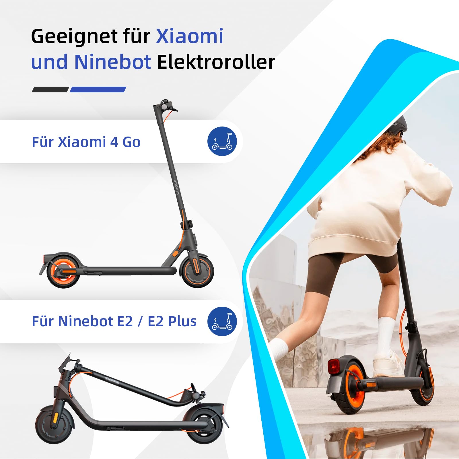 ulip Pneu complet 8,1 x 2,0 pour scooter électrique Xiaomi 4 Go/Ninebot E2/Ninebot E2 Plus, pneu de rechange avant ou arrière de 8", pneu de rechange avant ou arrière