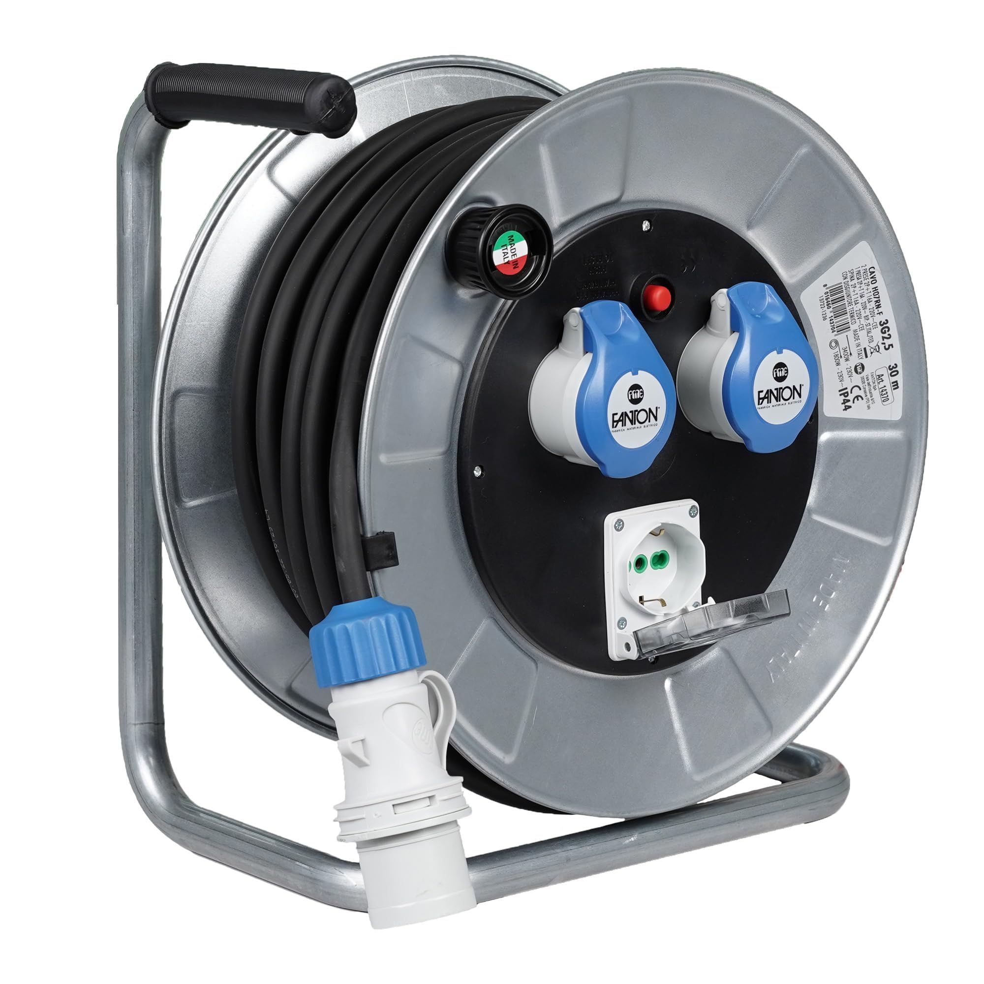 FANTON 14370 Avvolgicavo Industriale Golia, metallo, 30 m
