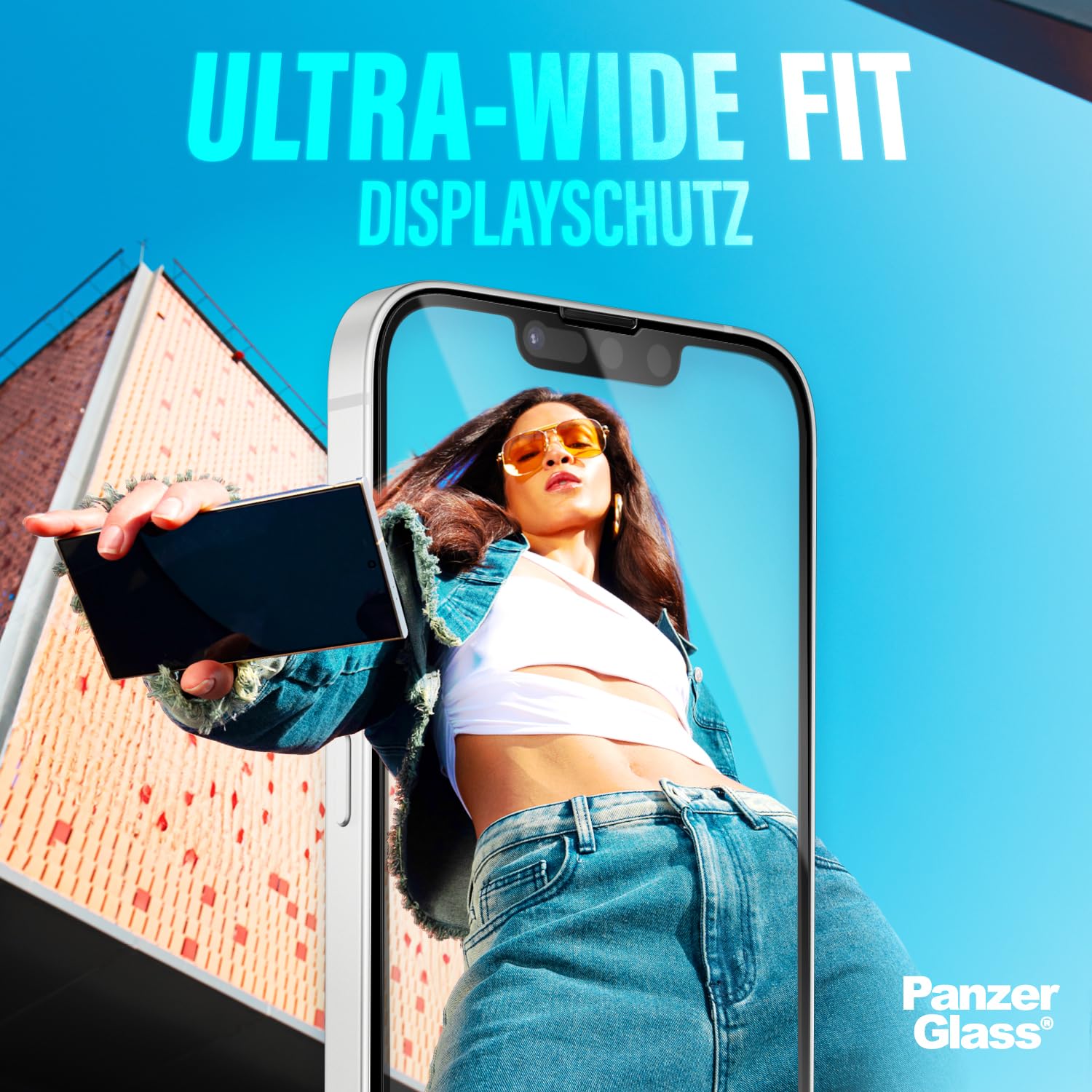 PanzerGlass CARE by 3-in-1 - Funda para iPhone 16e (2025) + protector de pantalla para objetivo de cámara Hoops, protector de pantalla de cristal templado para iPhone 16e