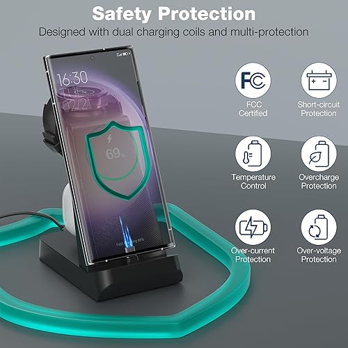 Miniatura 4 de Estación de carga para múltiples dispositivos Samsung, cargador rápido 3 en 1 para Samsung Galaxy Watch 55 Pro43Active21, Galaxy S23S22S21S20S10,