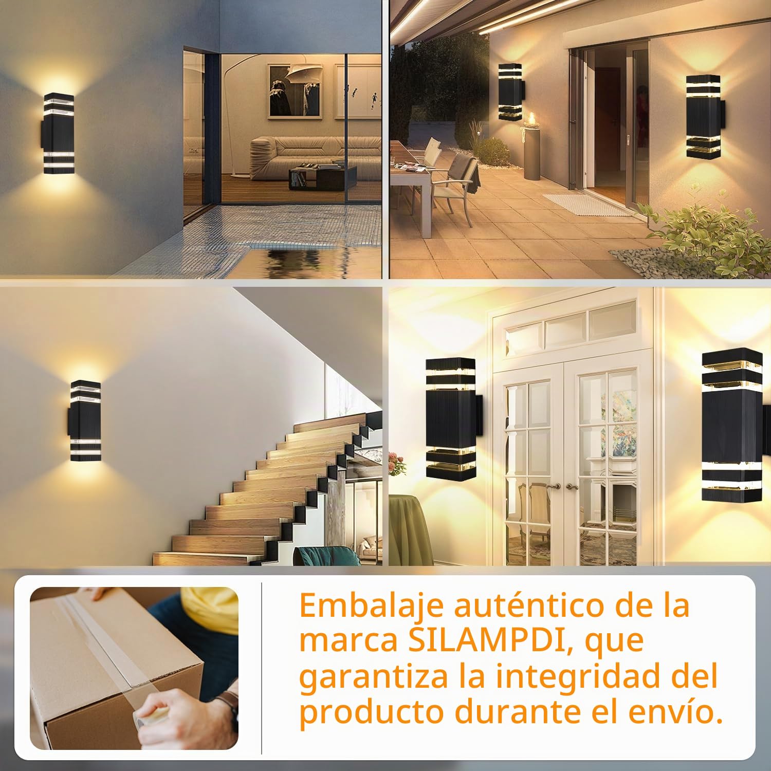 2 Apliques de Pared Exterior LED, Luz 3000K Up Down IP65 | aluminio,Perfecto para iluminación decorativa en terrazas, patios, jardines, entradas, fachadas y garajes