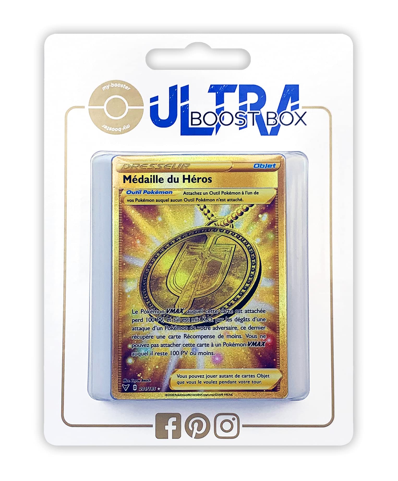 Hero's Medal 201/185 Gold Secret Trainer - Ultraboost X Sword and Shield 4  Bright Voltage