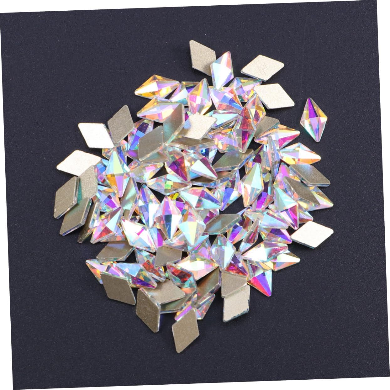 FRCOLOR 300pcs Shiny Imitation Crystal Nail Art Rhinestones Rhombus for Manicure Crafts and Home Decoration Flat Back Gems for Nail Art Cell Phone Cases and More