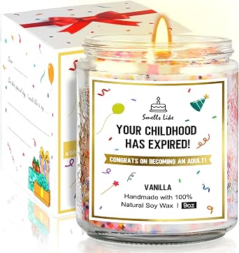 18th Birthday Gifts for Girls Boys, Happy Birthday Candles - Natural Soy Wax Scented Candle with Vanilla, 18th Birthday Decorations Gifts for Daughter, Friends, Sister, Niece, Son, 9oz